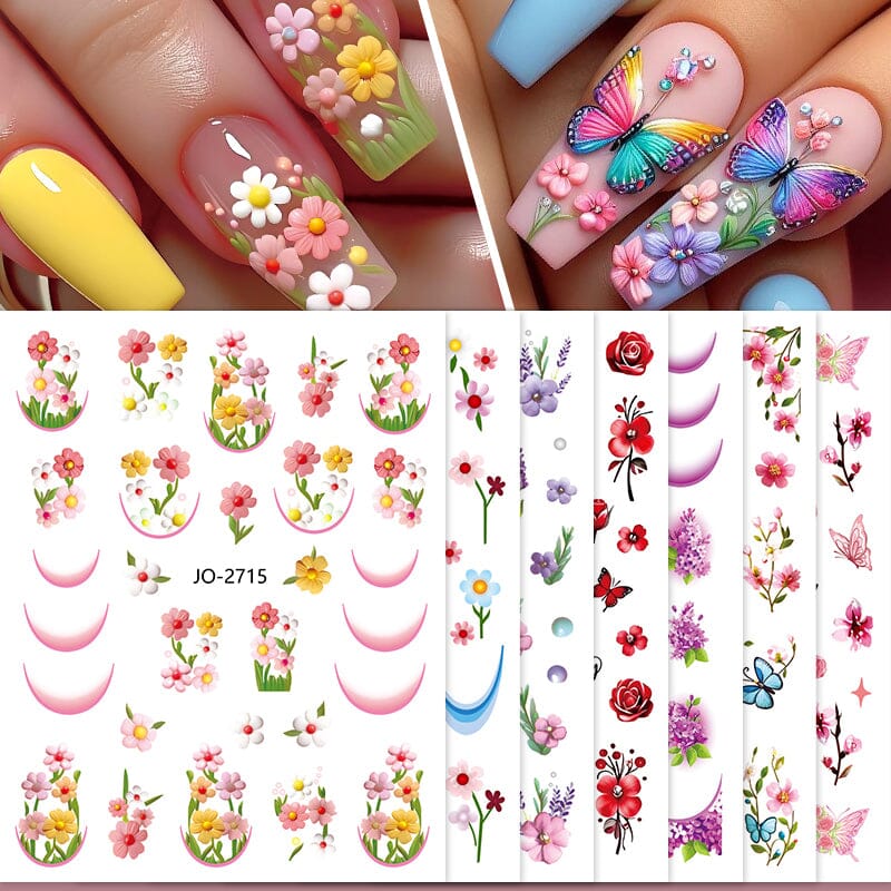 Flowers Butterfly 3D Nail Sticker JO-2715-2725 - Image 3