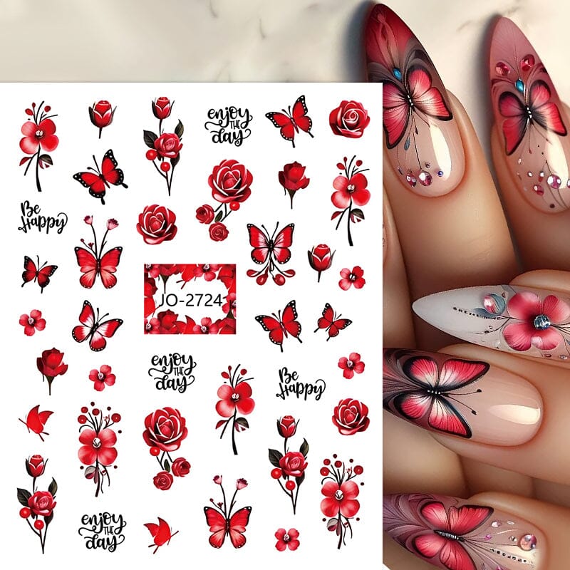 Flowers Butterfly 3D Nail Sticker JO-2715-2725 - Image 9