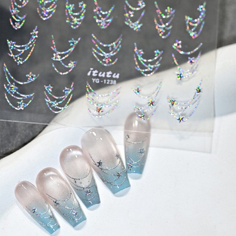 French Star Lines Glitter 3D Nail Sticker - Image 10