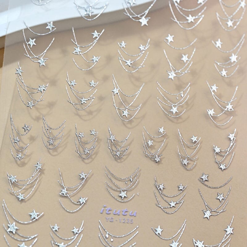 French Star Lines Glitter 3D Nail Sticker - Image 11