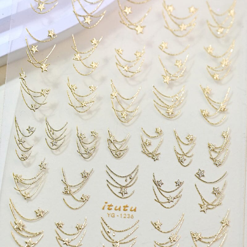 French Star Lines Glitter 3D Nail Sticker - Image 12