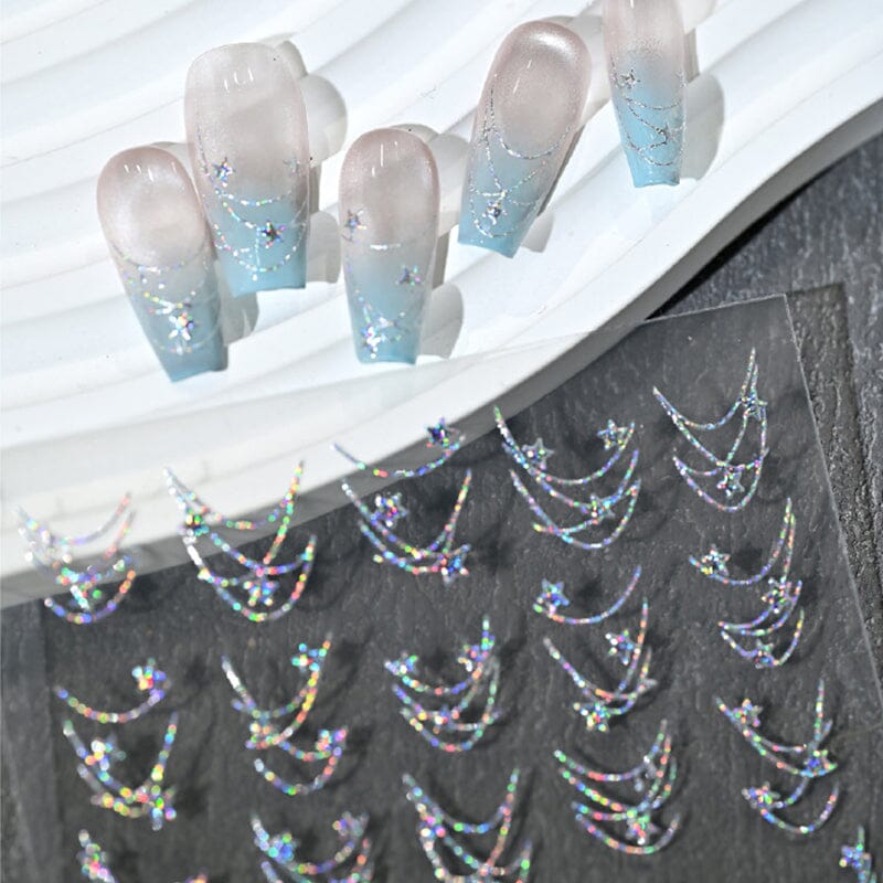 French Star Lines Glitter 3D Nail Sticker - Image 14