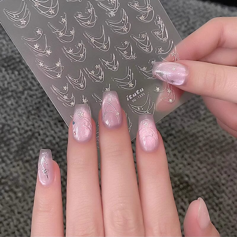 French Star Lines Glitter 3D Nail Sticker - Image 15