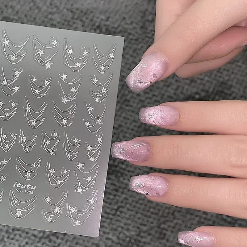 French Star Lines Glitter 3D Nail Sticker - Image 16