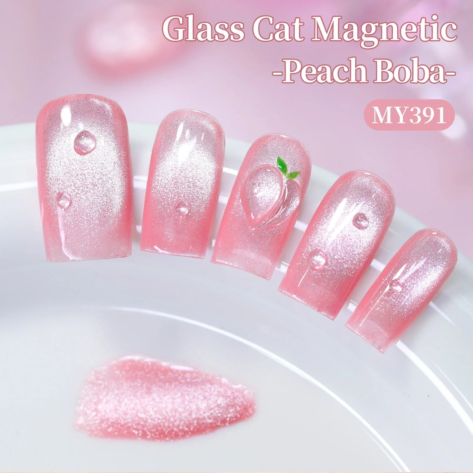 Glass Cat Magnetic Gel MY391 Peach Boba 15ml - Image 4
