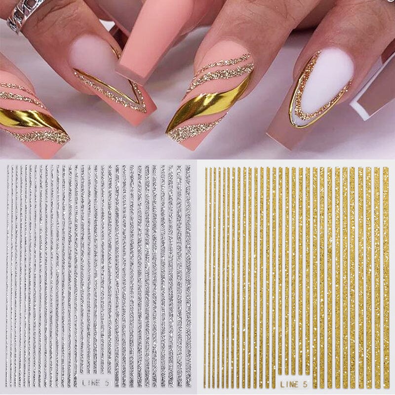 Glitter Line 3D Nail Sticker
