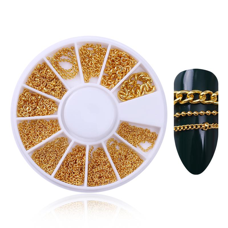 Gold Chain Metal 3D Nail Decoration in Wheel - Image 3