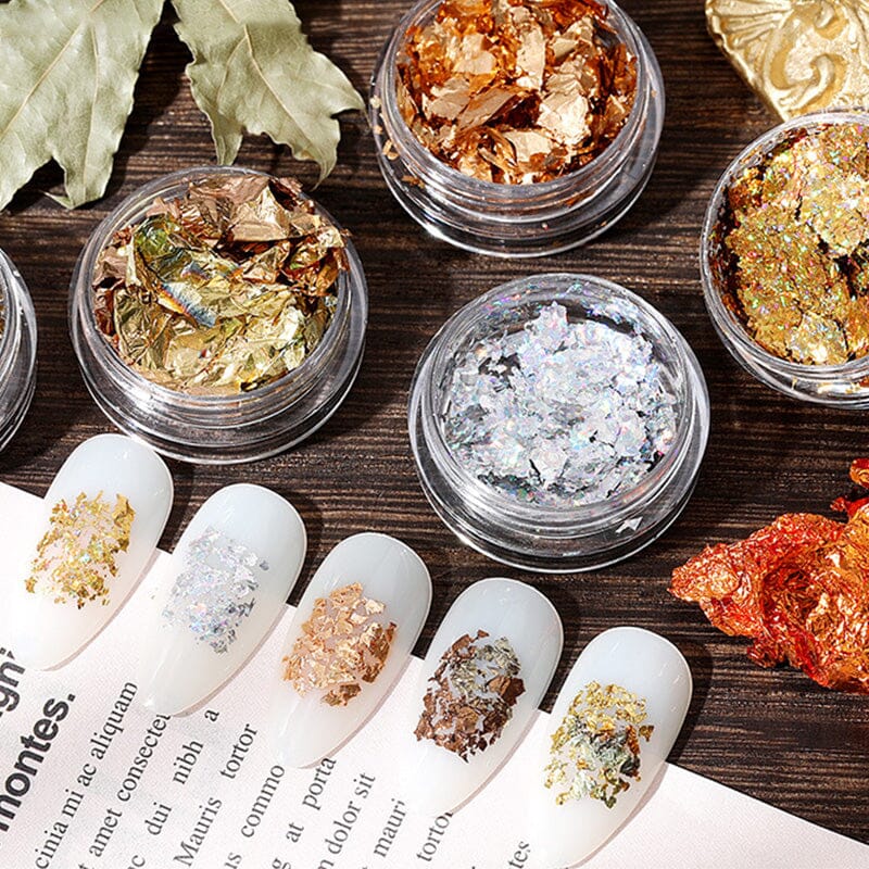Holographic Gold Flakes Nail Glitter Foils #01 - Image 3