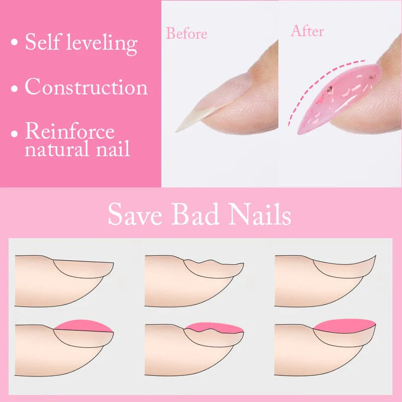Gold Glitter Rubber Base Gel 7ml - Image 8