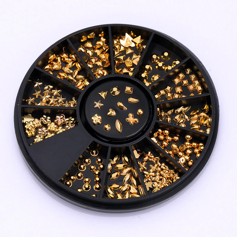 Gold Metal 3D Nail Decoraion in Wheel - Image 3