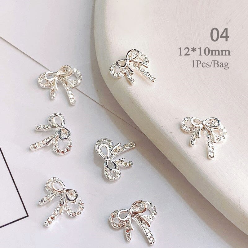 Gold Silver Bowknot Metal Rhinestones Nail Art Decoration - Image 10