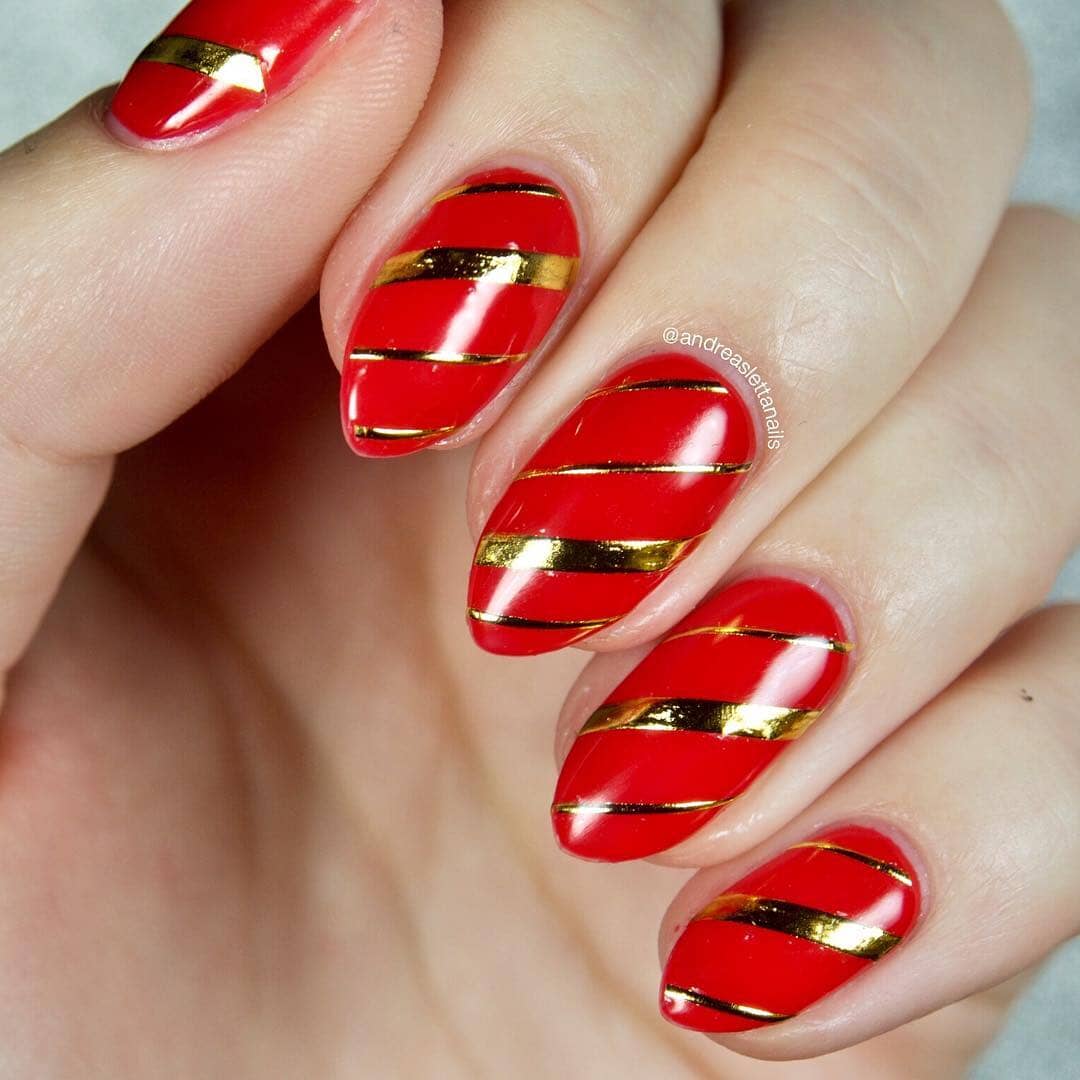 Gold Silver Lines Nail Sticker - Image 2