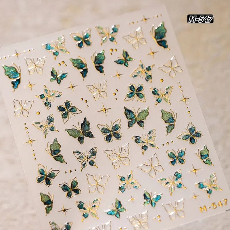 Green Blue Butterfly 5D Nail Sticker M-547