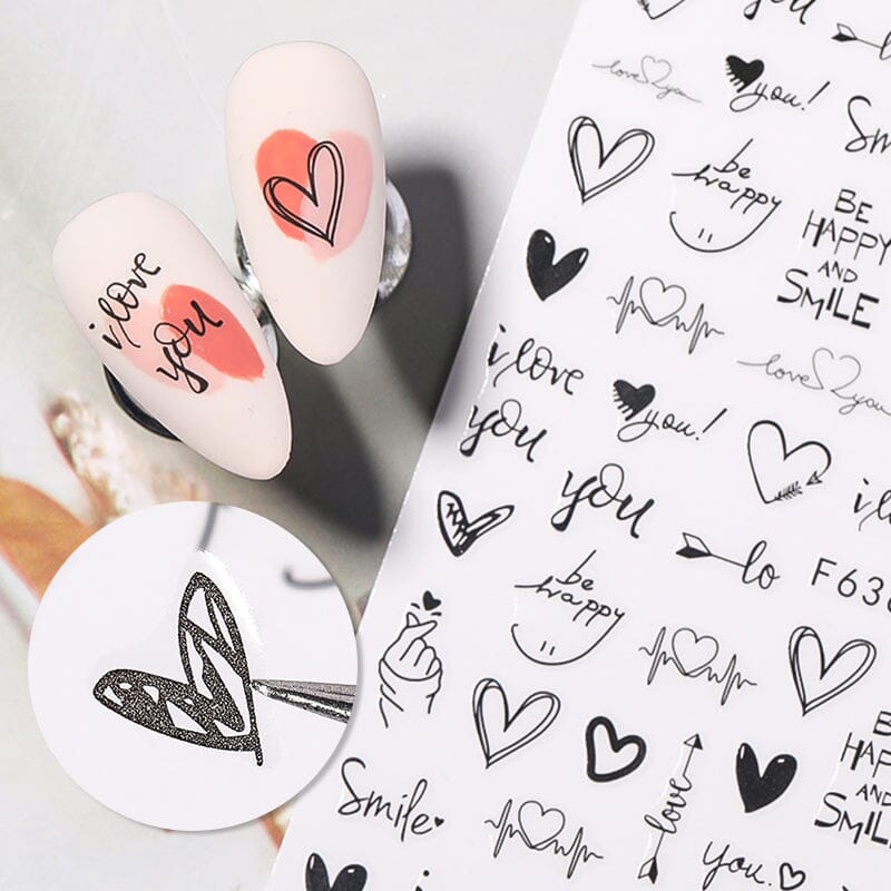 Heart 3D Nail Sticker F636 - Image 2