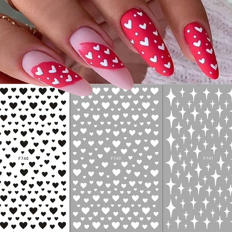 Heart 3D Nail Sticker F740 Black - Image 4