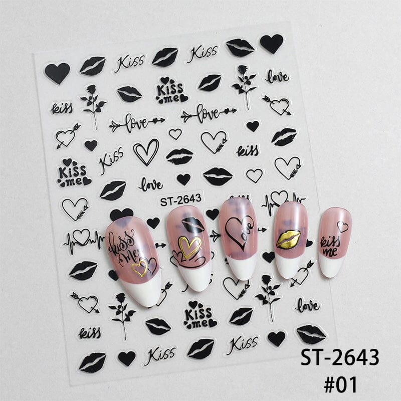 Heart 3D Nail Sticker ST-2643 Black - Image 2