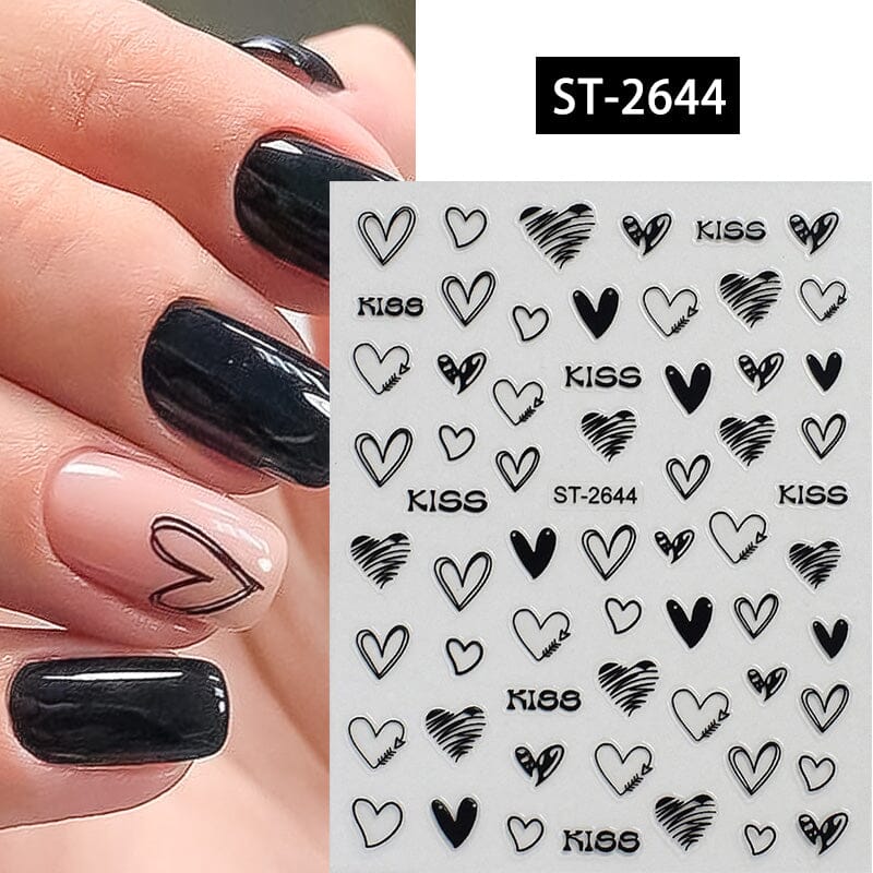 Heart 3D Nail Sticker ST-2644 Black
