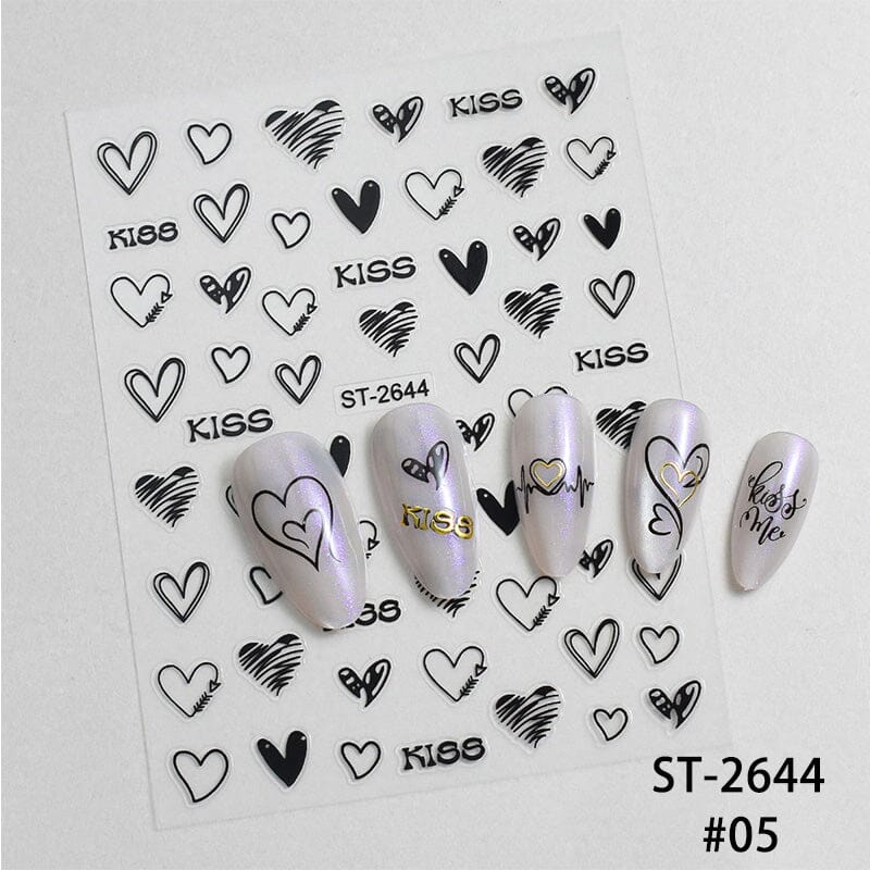 Heart 3D Nail Sticker ST-2644 Black - Image 2