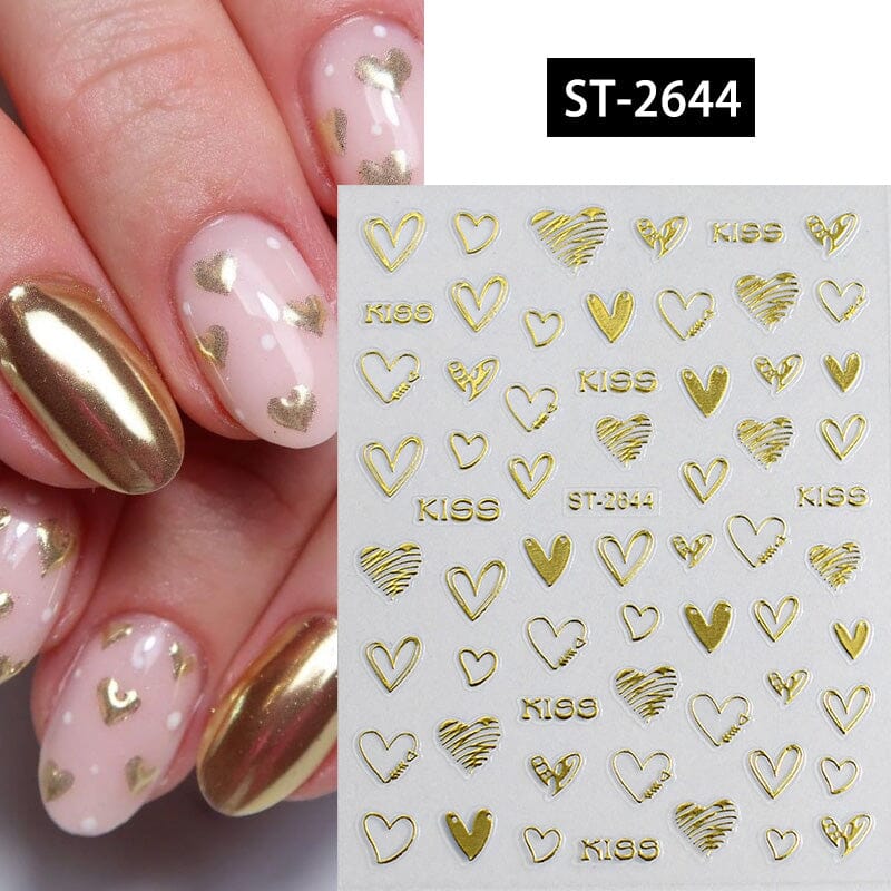 Heart 3D Nail Sticker ST-2644 Gold