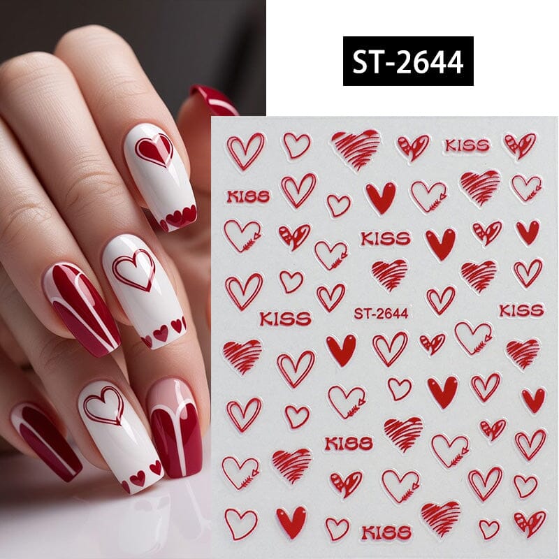 Heart 3D Nail Sticker ST-2644 Red