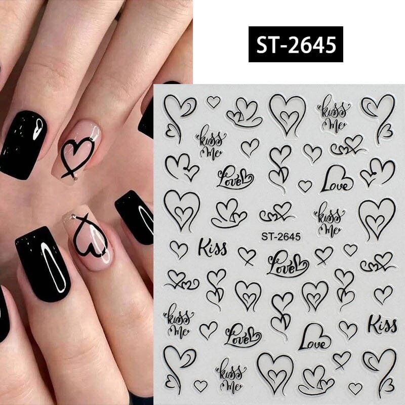 Heart 3D Nail Sticker ST-2645 Black