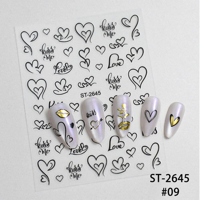 Heart 3D Nail Sticker ST-2645 Black - Image 2