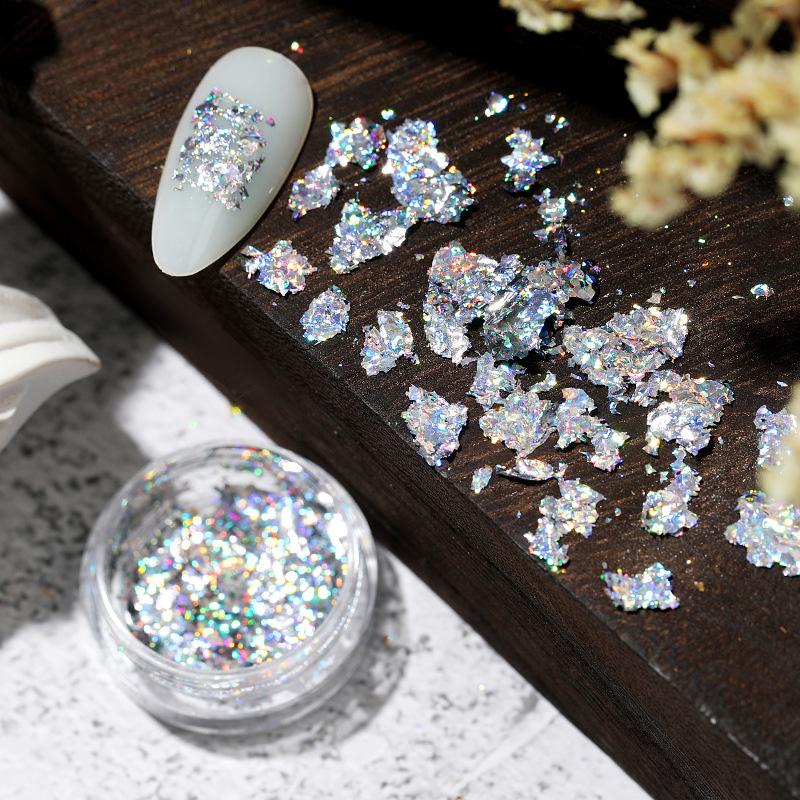 Holographic Silver Flakes Nail Glitter Foils #02