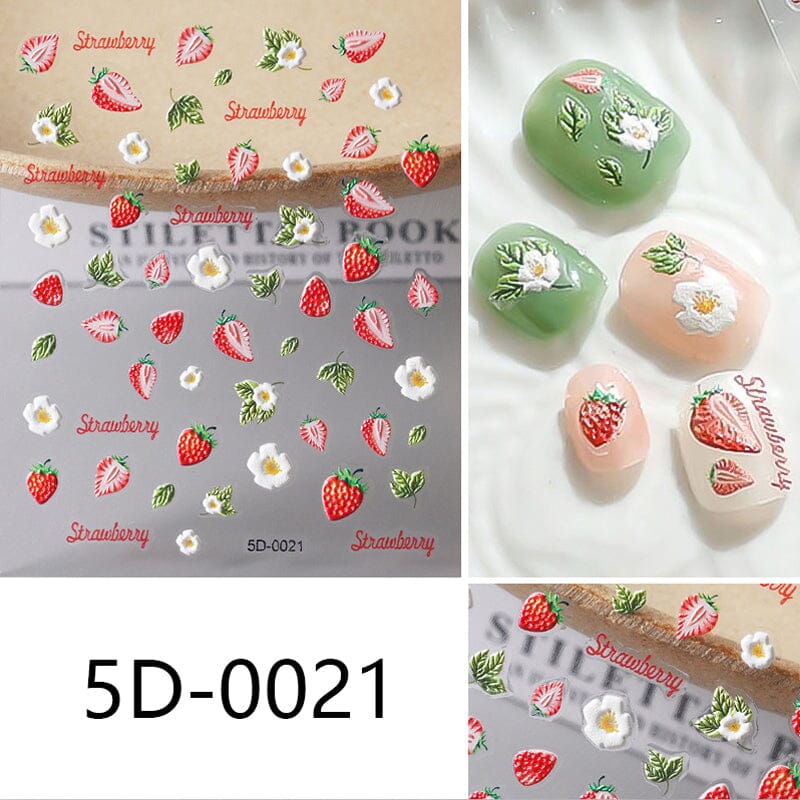 Letters Flowers 5D Embossed Nail Stickers - Image 19