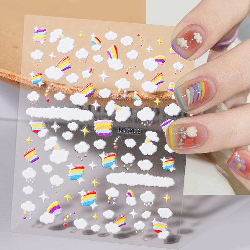 Letters Flowers 5D Embossed Nail Stickers - Image 21