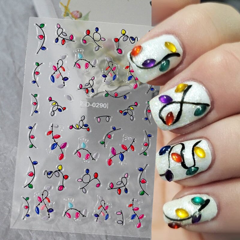 Letters Flowers 5D Embossed Nail Stickers - Image 40