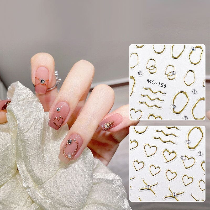 Metal Rhinestones 3D Nail Sticker MO153-Gold - Image 3