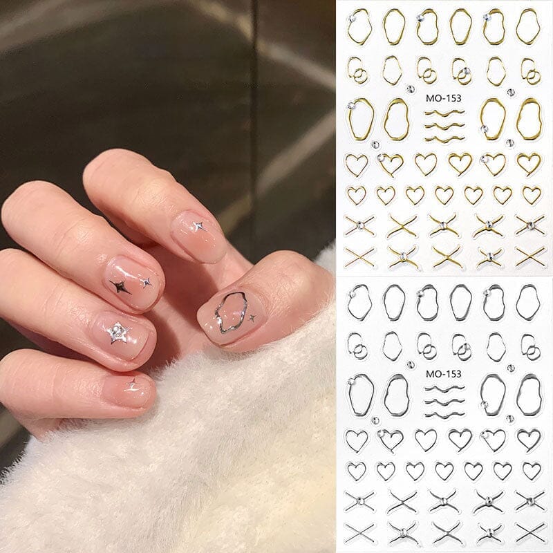 Metal Rhinestones 3D Nail Sticker MO153-Gold - Image 4