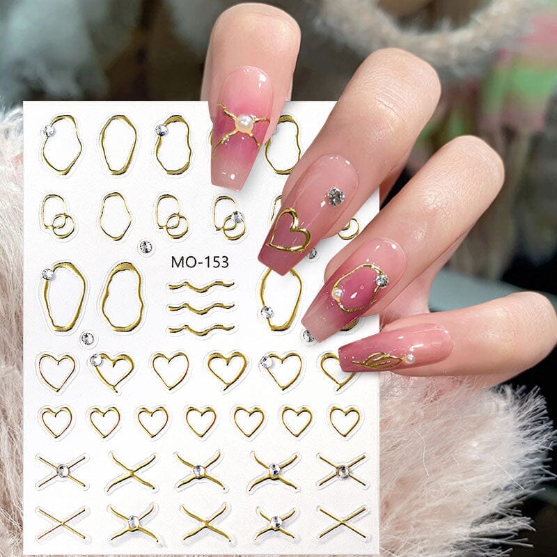 Metal Rhinestones 3D Nail Sticker MO153-Gold - Image 5