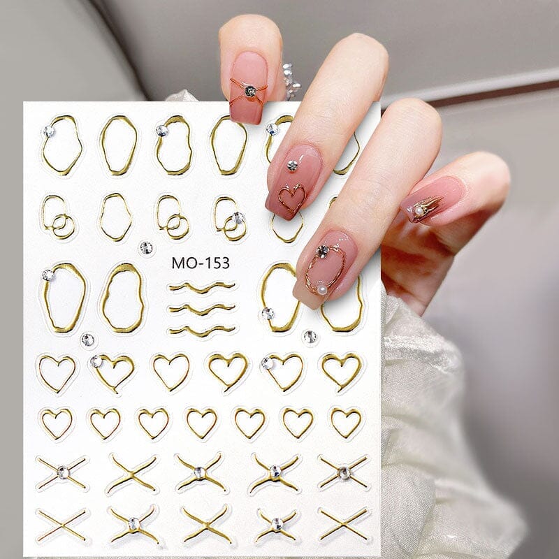 Metal Rhinestones 3D Nail Sticker MO153-Gold - Image 7