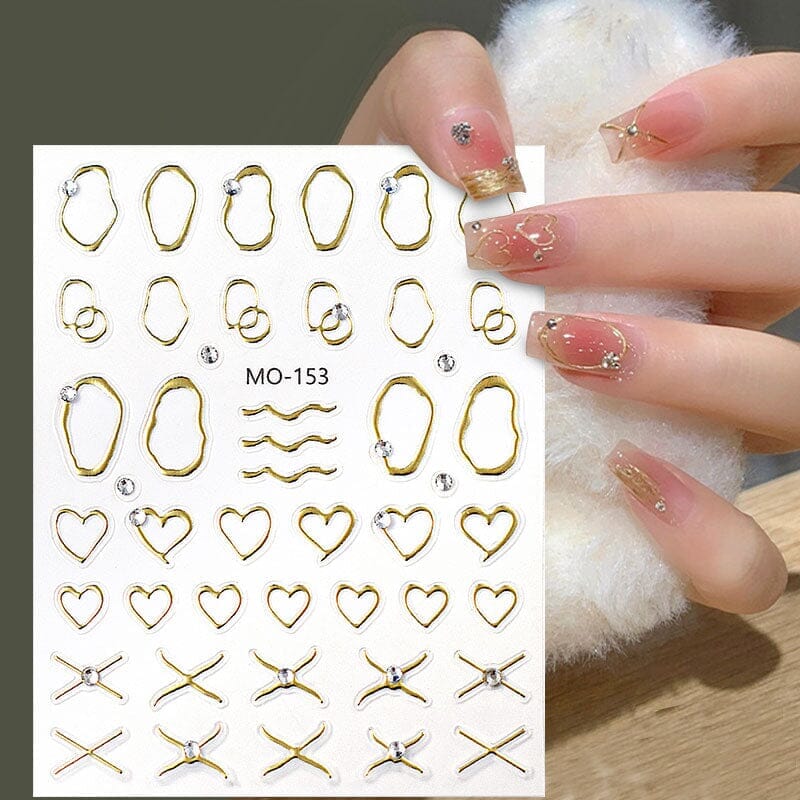 Metal Rhinestones 3D Nail Sticker MO153-Gold - Image 8