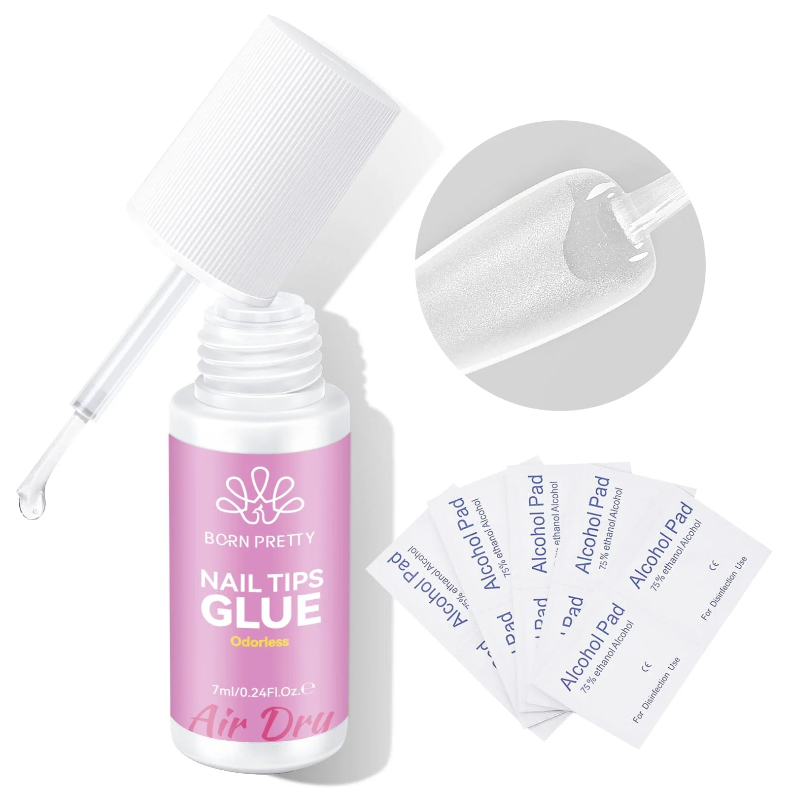 Nail Tips Glue & Alcohol Pads