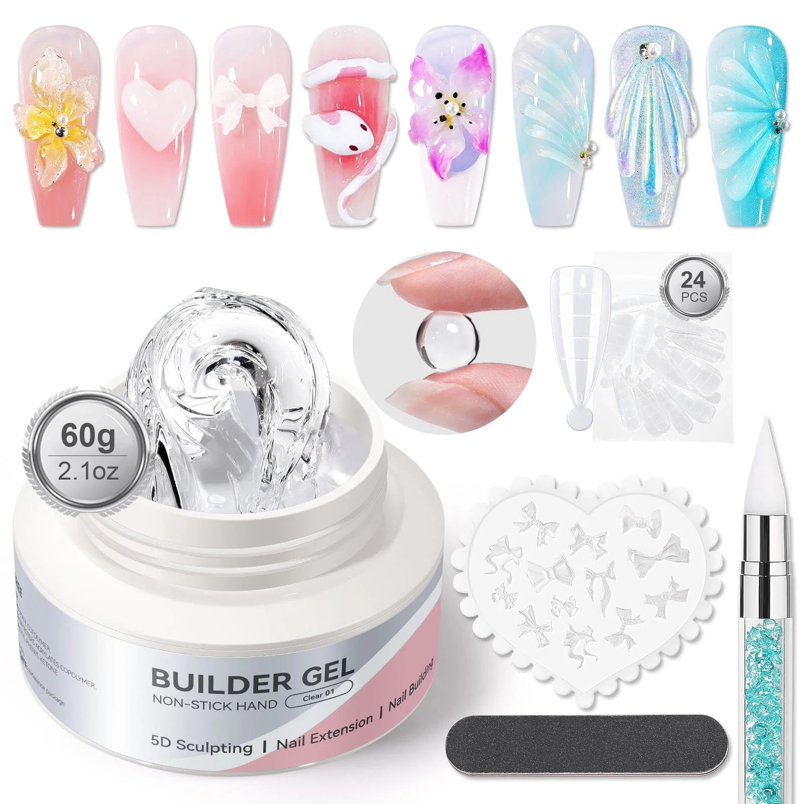 Non Stick Hand Extension Nail Kit Clear 60g
