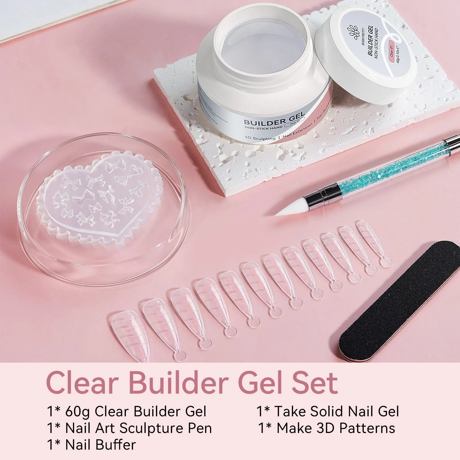 Non Stick Hand Extension Nail Kit Clear 60g - Image 6