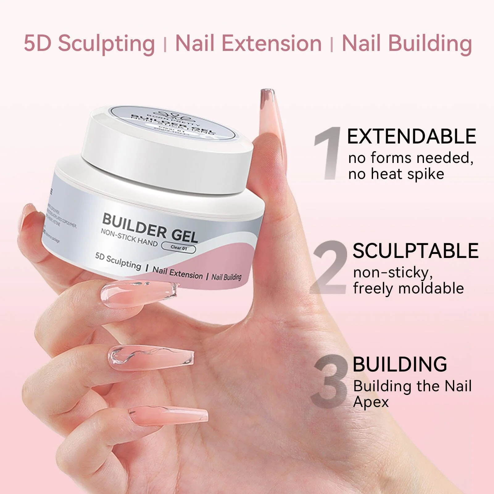 Non Stick Hand Extension Nail Kit Clear 60g - Image 7