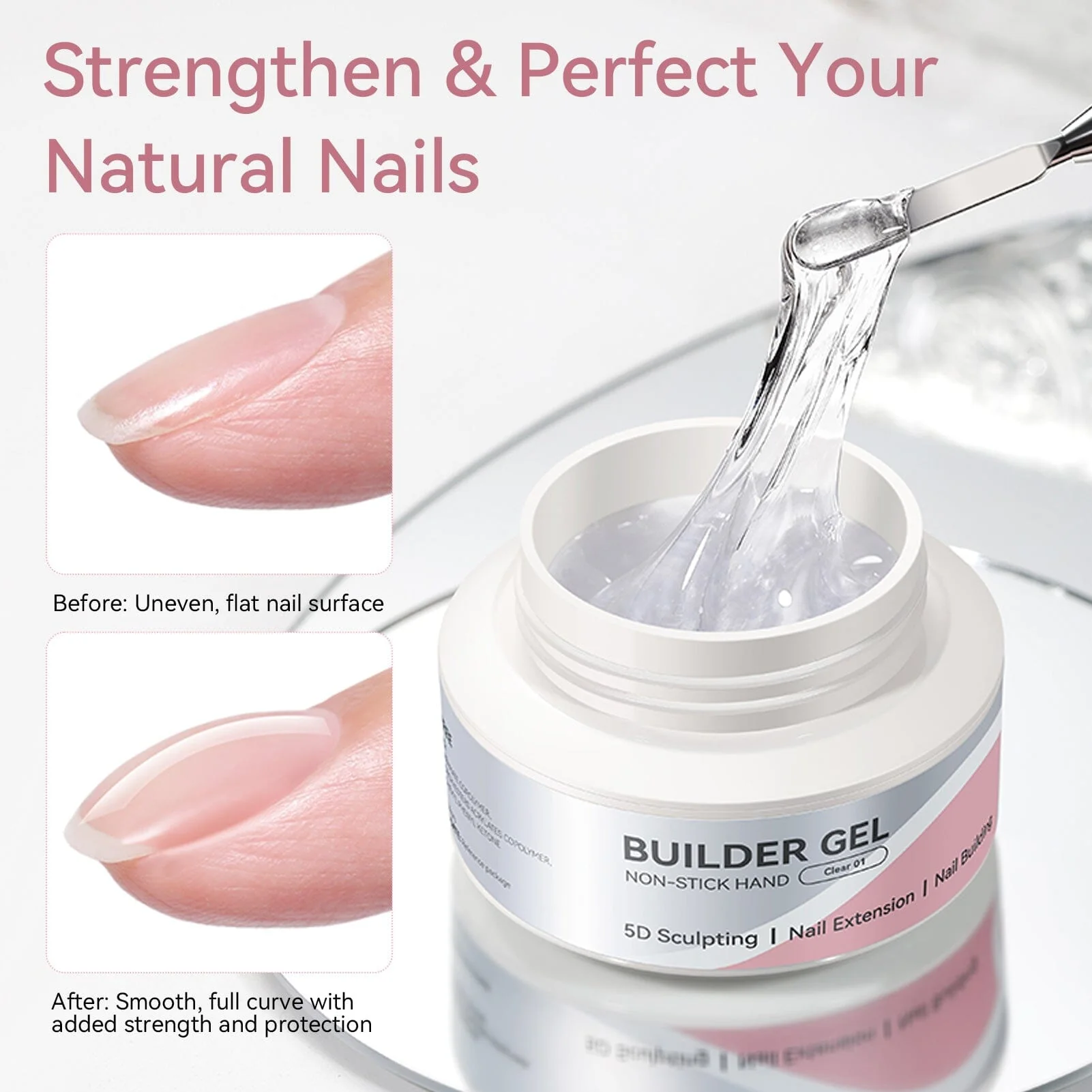 Non Stick Hand Extension Nail Kit Clear 60g - Image 8