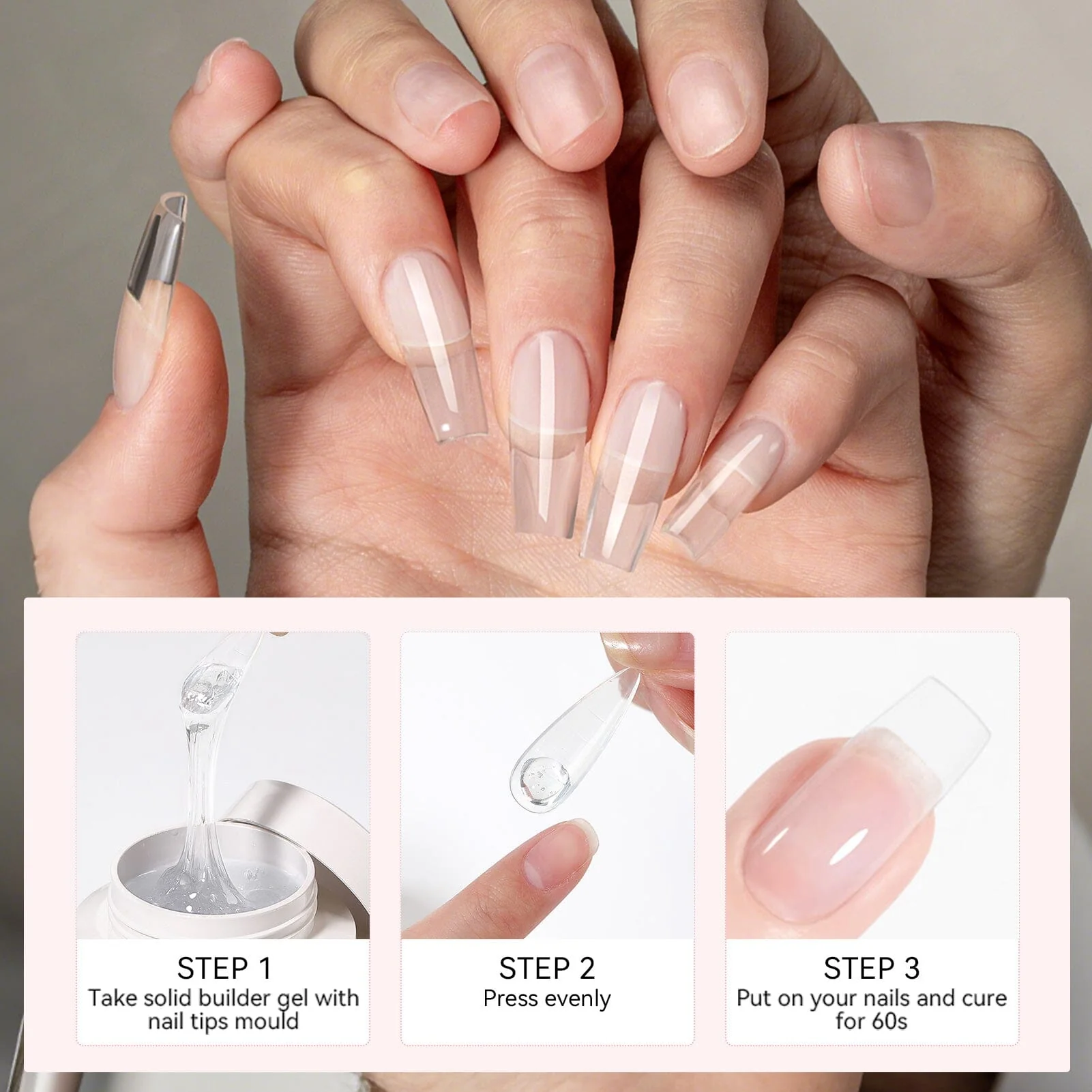 Non Stick Hand Extension Nail Kit Clear 60g Milky White 30g - Image 9