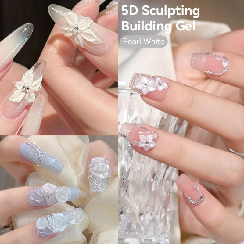 Pearl White Non Stick Hand 5D Sculpting Extension Gel 8ml - Image 3