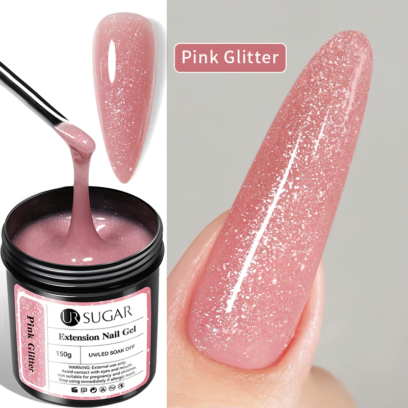 Pink Glitter Extension Nail Gel 150g - Image 2
