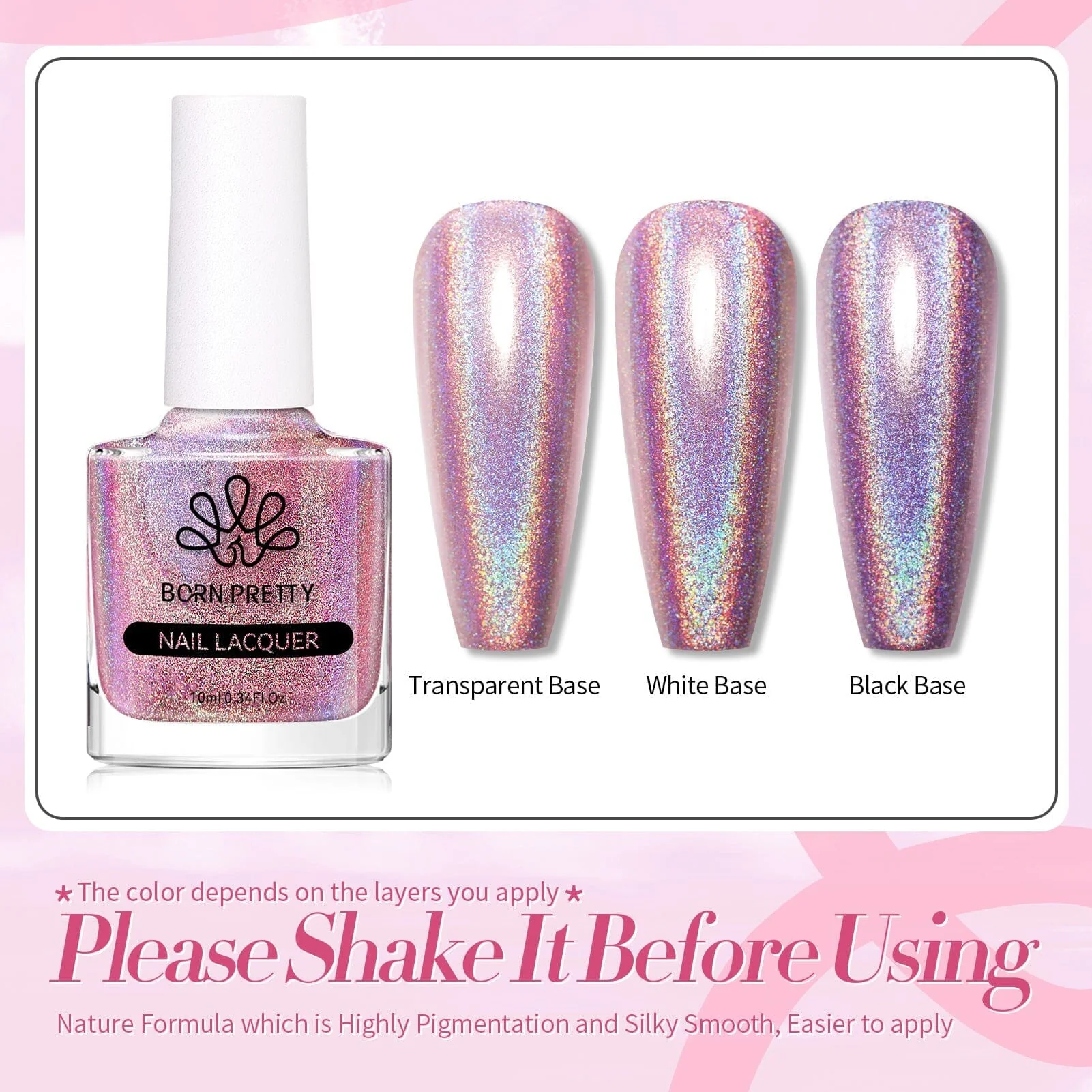 Pink Holographics Nail Polish 10ml - Image 5