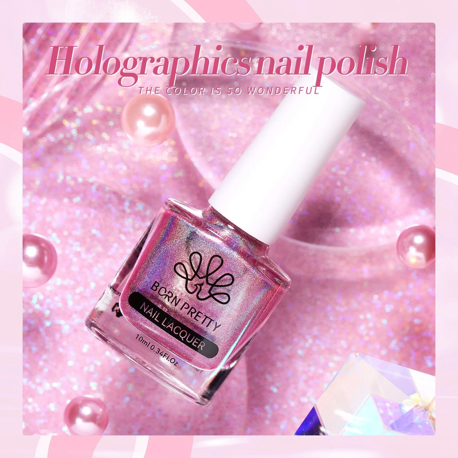 Pink Holographics Nail Polish 10ml - Image 7