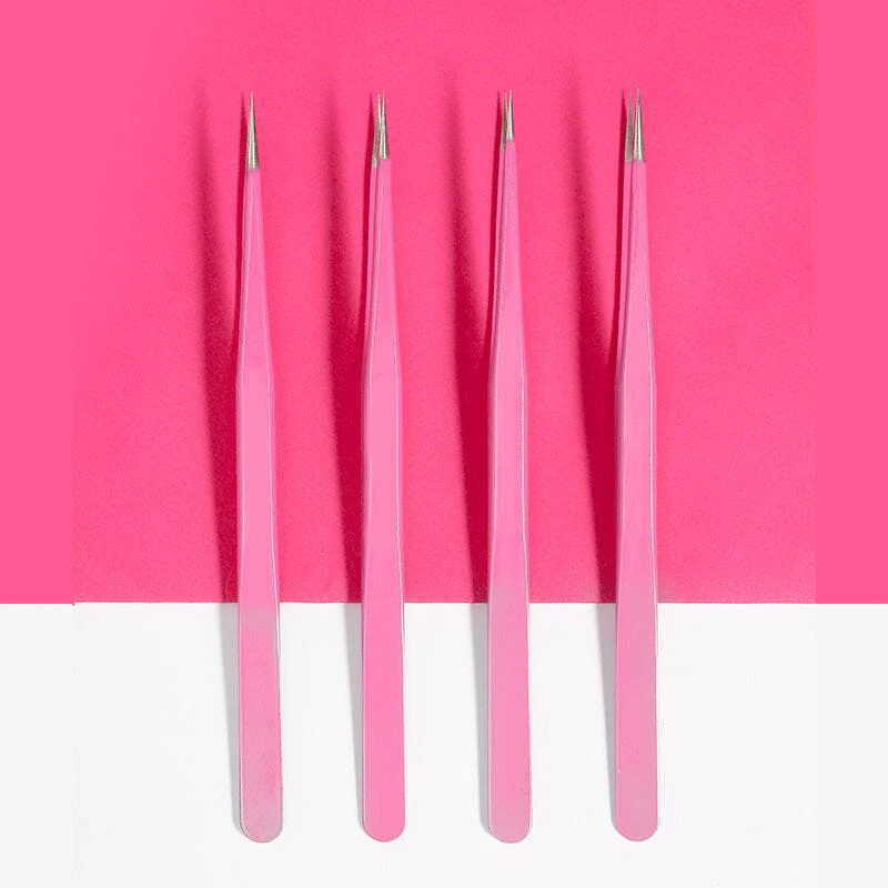 Pink Straight Nail Tweezers with Silicone Head - Image 3