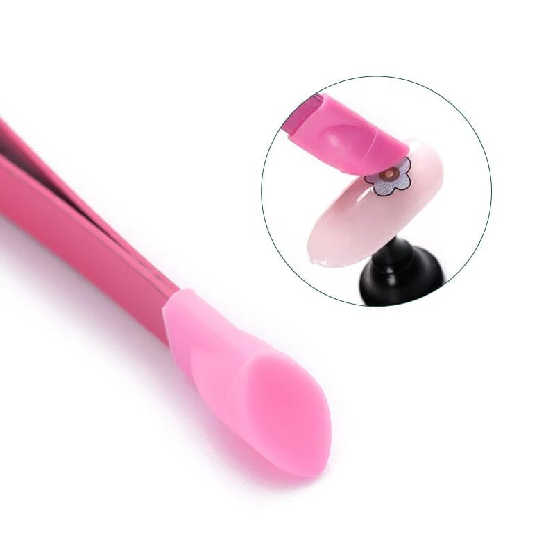 Pink Straight Nail Tweezers with Silicone Head - Image 6