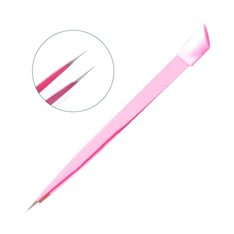 Pink Straight Nail Tweezers with Silicone Head - Image 7