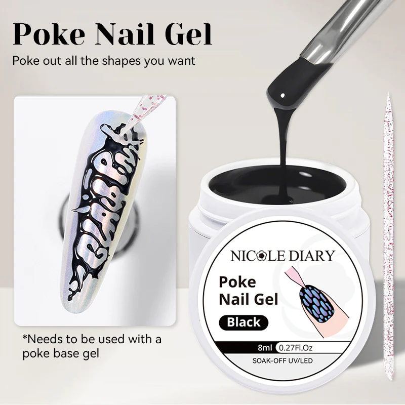Poke Nail Gel Black 8ml - Image 3