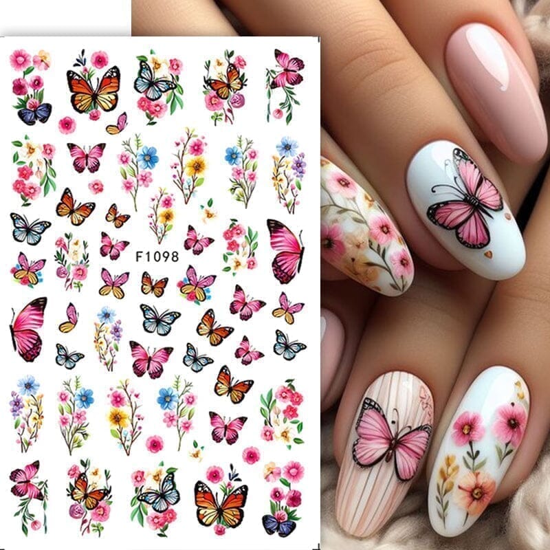 Multicolor Butterfly Flowers 3D Nail Stickers F1096 - Image 5